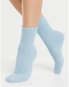 Пушистые трикотажные носки голубого цвета Cozy Monki