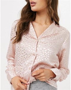 Жаккардовый пижамный топ румяно розового цвета Liquorish