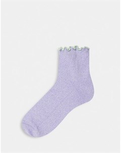 Лавандовые носки до щиколотки с оборками по краю Asos design