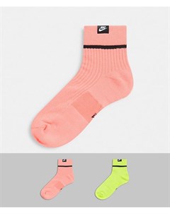 Набор из 2 пар носков средней высоты лаймового и пыльно оранжевого цвета Nike