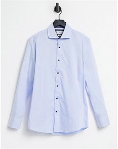 Светло голубая рубашка узкого кроя с манжетами и принтом Gianni feraud
