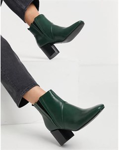 Темно зеленые ботинки челси на каблуке Glamorous