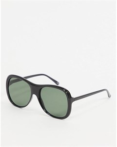 Черные солнцезащитные очки авиаторы в стиле oversized в оправе из переработанного пластика Asos design