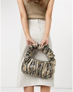 Присборенная сумка на плечо с принтом под кожу змеи Asos design