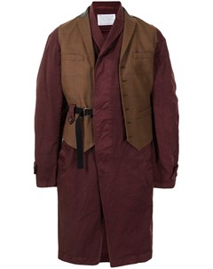 Однобортное пальто со вставкой жилетом Kolor