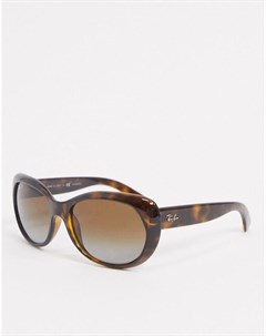 Крупные солнцезащитные очки в круглой оправе коричневого черепахового цвета Ray-ban®