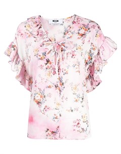 Блузка с завязками и цветочным принтом Msgm