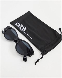 Блестящие черные солнцезащитные очки в овальной оправе из переработанного материала Asos design