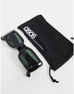Квадратные солнцезащитные очки в блестящей черной оправе со скосами Recycled Asos design