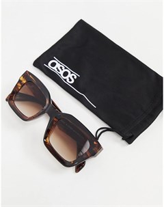 Солнцезащитные очки в квадратной черепаховой оправе со скошенной кромкой Asos design