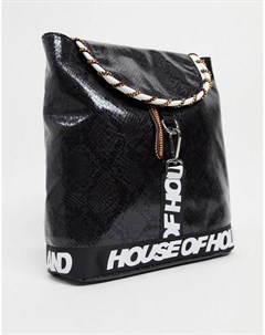 Черный рюкзак с принтом змеиной кожи House of holland