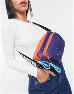 Фиолетовая сумка через плечо с логотипом и молнией со шнурком House of holland