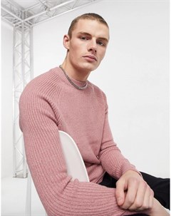 Фактурный вязаный джемпер розового цвета Burton menswear