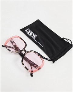 Солнцезащитные oversized очки в стиле 70 х с розовыми линзами и оправой в стиле колор блок из перера Asos design