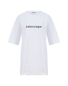Белая футболка с логотипом на груди Balenciaga