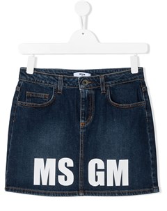 Джинсовая юбка с логотипом Msgm kids