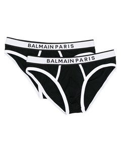 Комплект из двух трусов брифов с логотипом на поясе Balmain