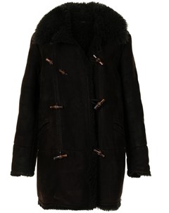 Пальто с застежкой тогл и лацканами из овчины Gucci pre-owned