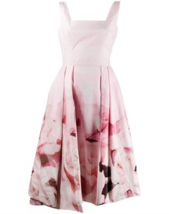 Платье с цветочным принтом и складками Alexander mcqueen