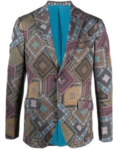 Однобортный пиджак с геометричным принтом Etro