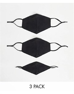 Набор из 3 черных масок для лица с регулируемыми лямками зажимом для носа и чехлом Asos design