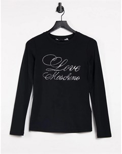 Черный лонгслив с логотипом Love moschino