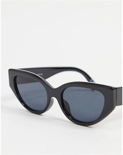 Солнцезащитные очки в блестящей черной миндалевидной оправе кошачий глаз со скосами Recycled Asos design