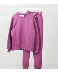 Спортивный костюм ягодного цвета с oversize худи и контрастным шнурком oversize джоггерами ASOS DESI Asos tall