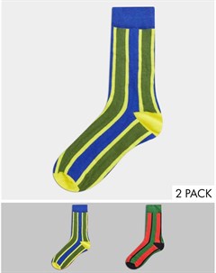 Набор из 2 пар носков в разноцветную полоску Brave soul