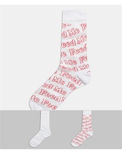 Набор из 2 пар спортивных носков с вышивкой Feed me Asos design