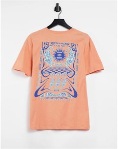 Оранжевая oversized футболка с принтом Lost Minds на спине Originals Jack & jones