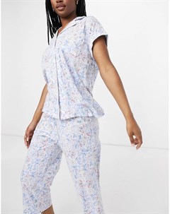 Пижама с брюками капри и рубашкой с лацканами с цветочным принтом Lauren by ralph lauren