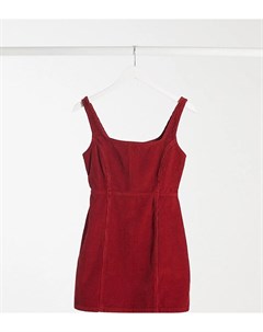 Красное вельветовое платье сарафан с квадратным вырезом ASOS DESIGN Petite Asos petite