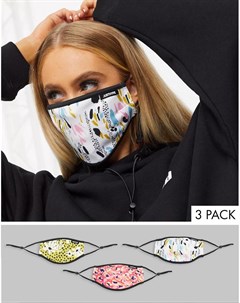 Набор из 3 масок для лица с принтом и регулируемыми ремешками Hype