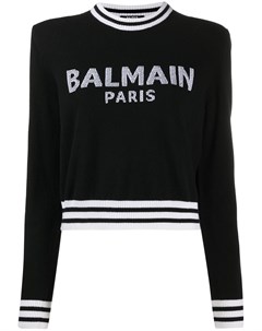 Джемпер вязки интарсия с логотипом Balmain