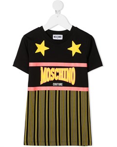 Рубашка с логотипом и вставками Moschino kids