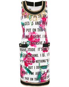 Платье с цепочками и текстовым принтом Moschino