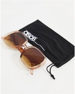 Солнцезащитные очки в крупной полупрозрачной оправе коричневого цвета в стиле 70 х Recycled Asos design