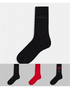 Подарочный набор из трех пар носков черного и красного цветов Boss bodywear