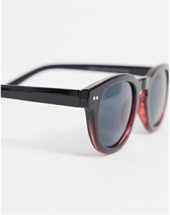 Круглые солнцезащитные очки в блестящей черной оправе с отделкой Asos design