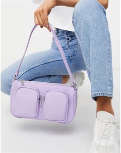 Фиолетовая сумка на плечо из фактурного полиуретана с карманами Asos design
