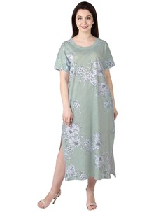 Жен платье Лён цветы Зеленый р 66 Оптима трикотаж