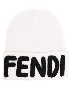 Шапка бини крупной вязки с логотипом Fendi