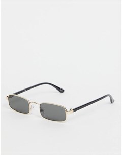 Золотистые солнцезащитные очки в маленькой металлической прямоугольной оправе в стиле 90 х Asos design