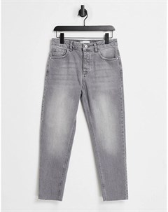 Серые выбеленные джинсы классического кроя с необработанными краями Asos design