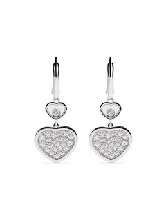 Серьги подвески Happy Hearts из белого золота с бриллиантами Chopard