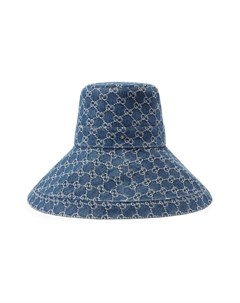 Джинсовая широкополая шляпа с узором GG Supreme Gucci