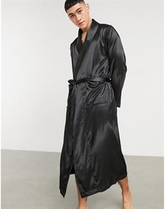 Черный атласный халат от комплекта Asos design