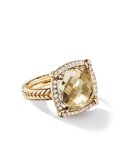 Кольцо Chatelaine из желтого золота с бриллиантами и цитрином David yurman