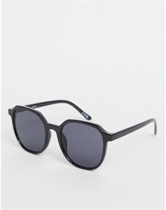 Солнцезащитные очки в шестиугольной оправе черного блестящего цвета Asos design